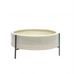 Wide Ceramic planter w/ metal base