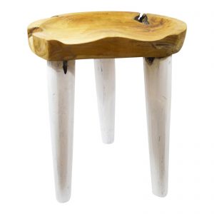 Natural + Walnut Scoop Stool