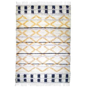 Black and White Tufted Rug with Gold Glitter