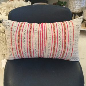 Pink and Red Embroidered Stripes Pillow Small