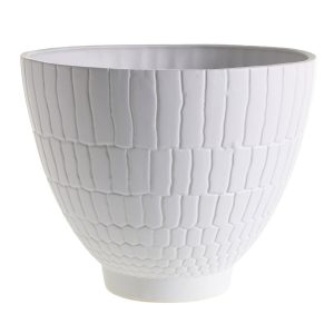 White engraved ceramic pot-LARGE