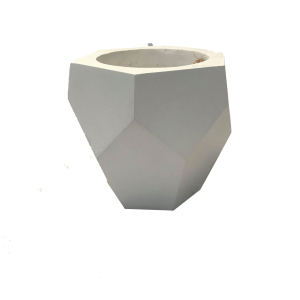 White Geometric Concrete Vase