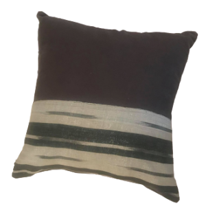 Grey Linen w/Washed Stripes Pillow + Insert