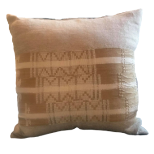 Tan Linen w/ Gold and Silver Stripe Pillow + Insert