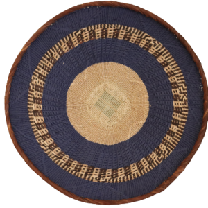 Medium Hand Woven Painted Basket Navy