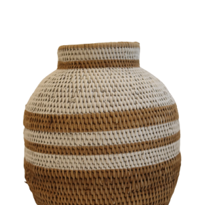 Medium Striped Woven Basket