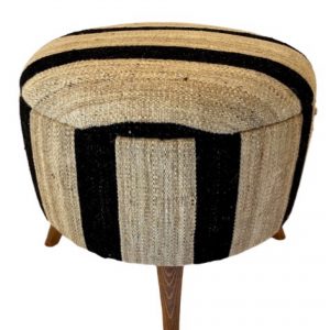 Large Stool with Black Stripes