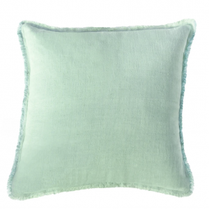 Mint Green Fringe Linen Pillow