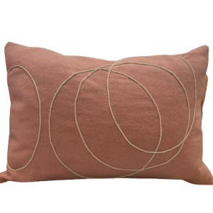 Cream Circles on Pink Lumbar Pillow