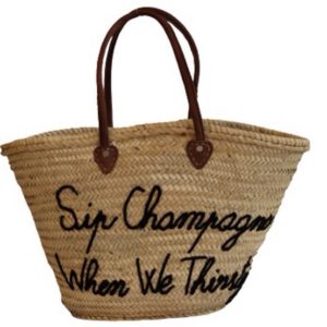 “Sip Champagne” Straw Bag