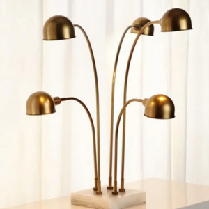 Arteriors Wade Desk Lamp Marble + Gold 5 Arm Lamp