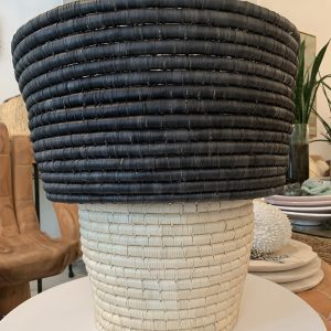 Two Toned Woven Basket Planter Small