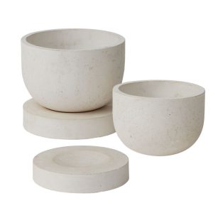 White Concrete Planter with Base