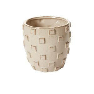 Beige Checkerboard Pattern Pot
