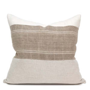 Natural Linen and Blanc Mud Cloth Pillow